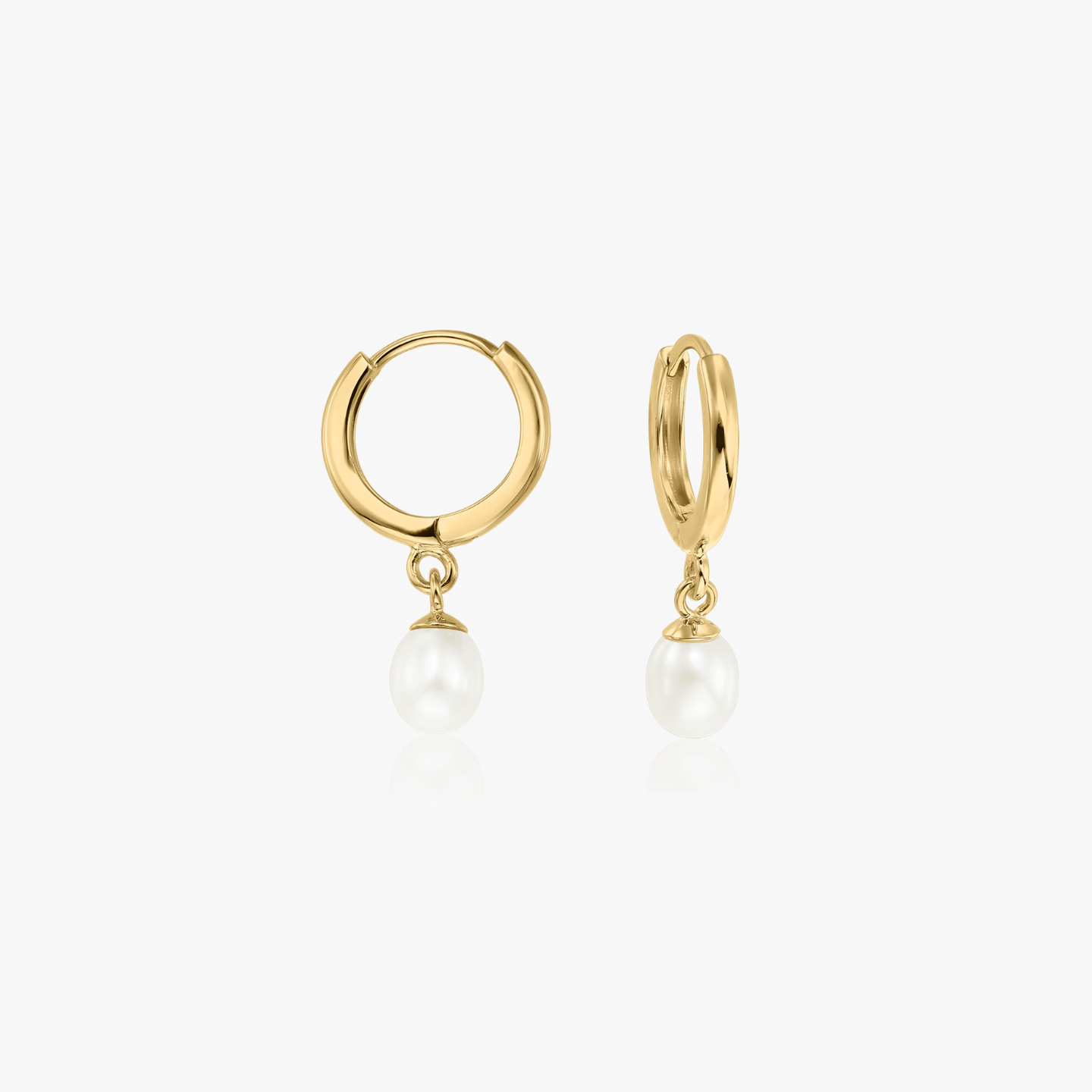 Gold Pearl Hoops Earrings - Natural Pearls - Indira
