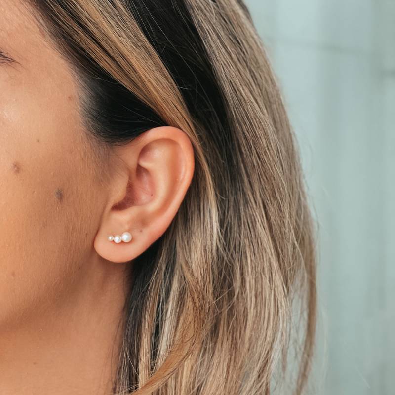 Tiny Pearls Gold Earrings - Indira