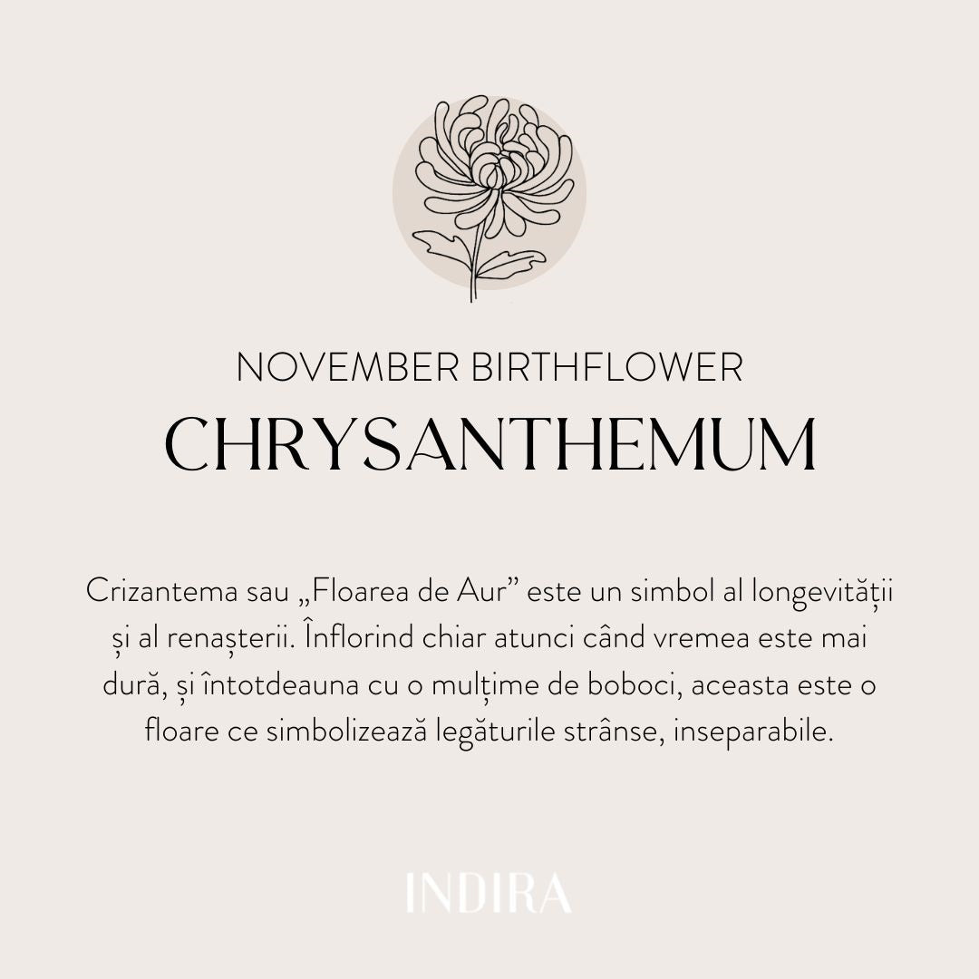 White Gold Birth Flower Pendant - November Chrysanthemum - Indira