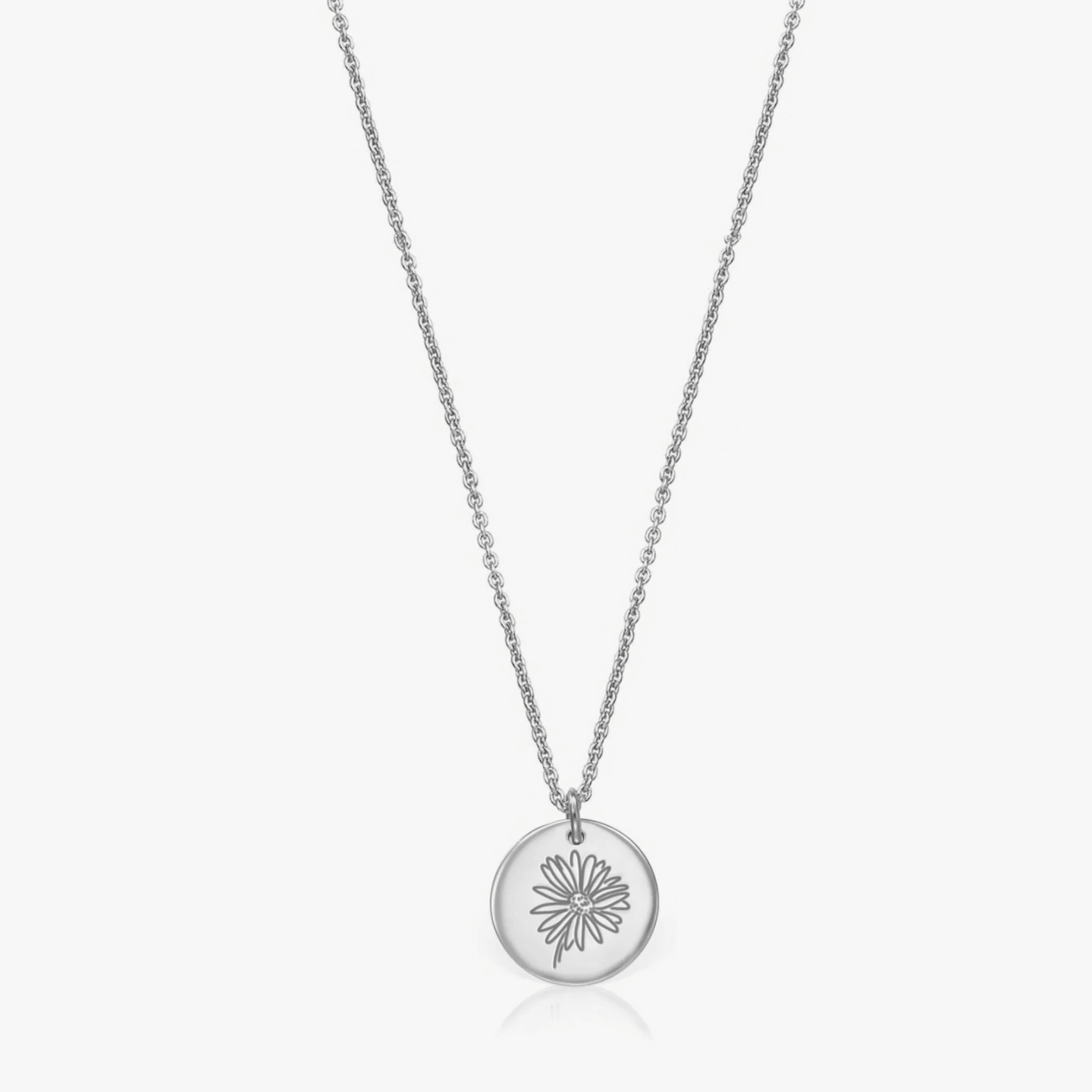 Birth Flower Silver Necklace - April Daisy - Indira