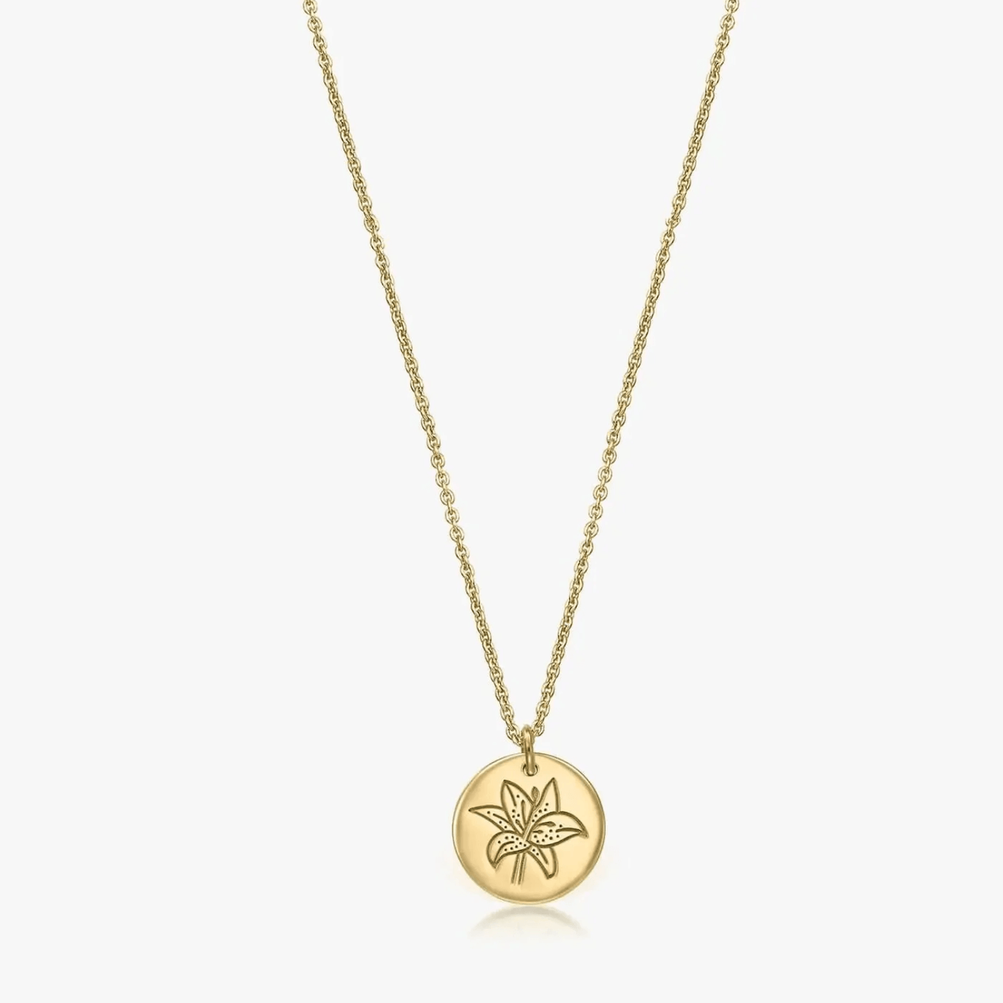 Silver Necklace Golden Birth Flower - May Lily - Indira