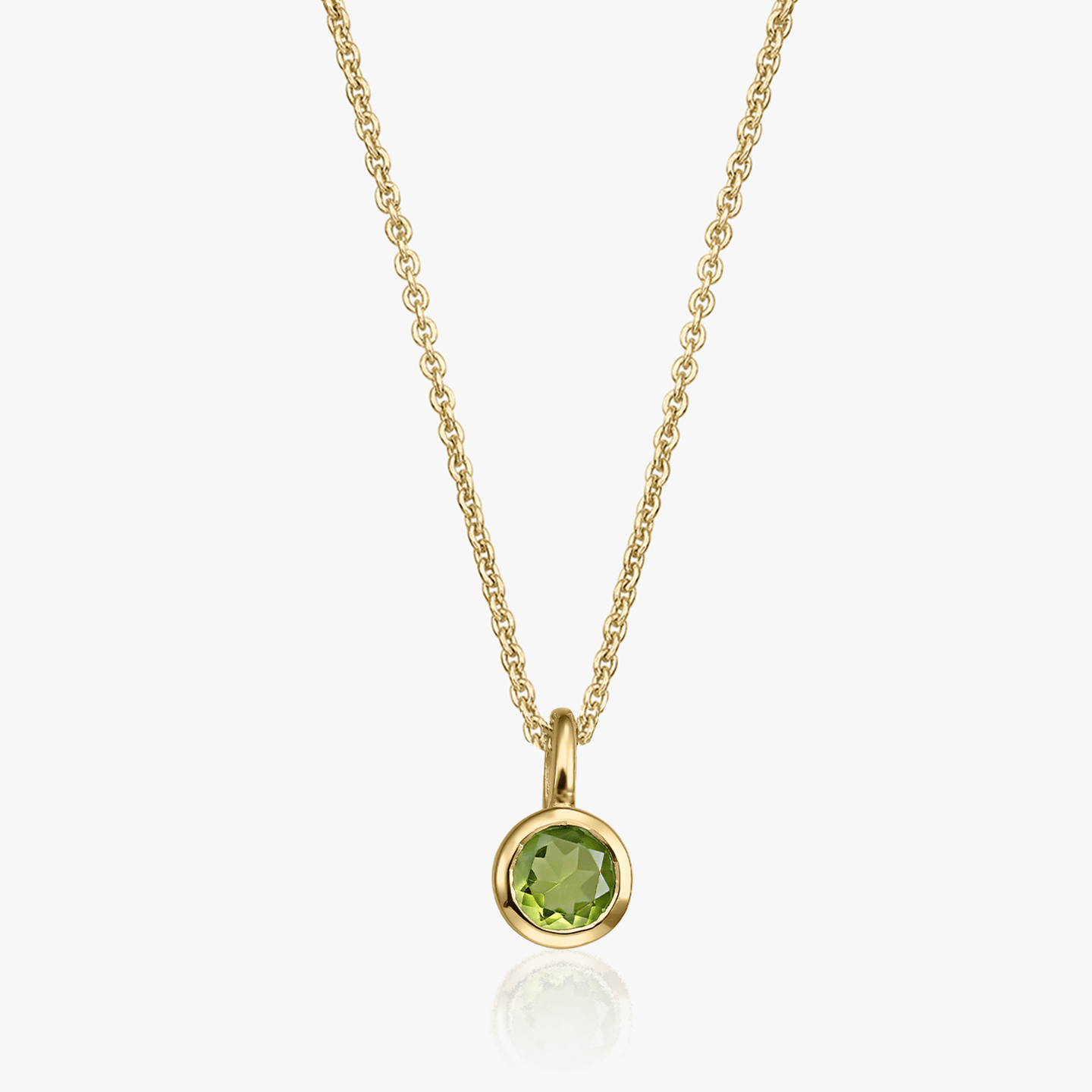 Silver Birthstone Necklace Golden August - Peridot - Indira