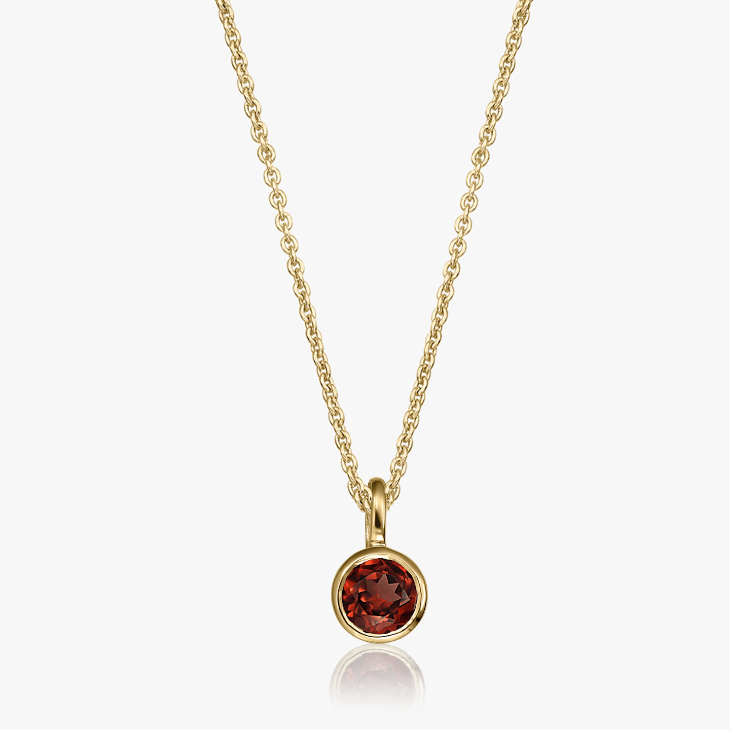 Silver Necklace Birthstone Golden January - Garnet - Indira