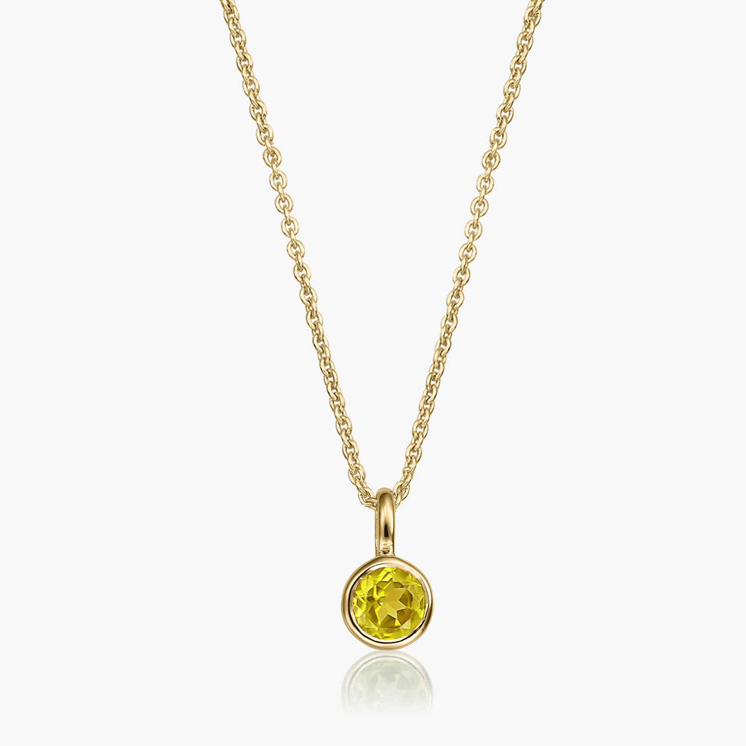 Birthstone Golden November Silver Necklace - Citrine - Indira