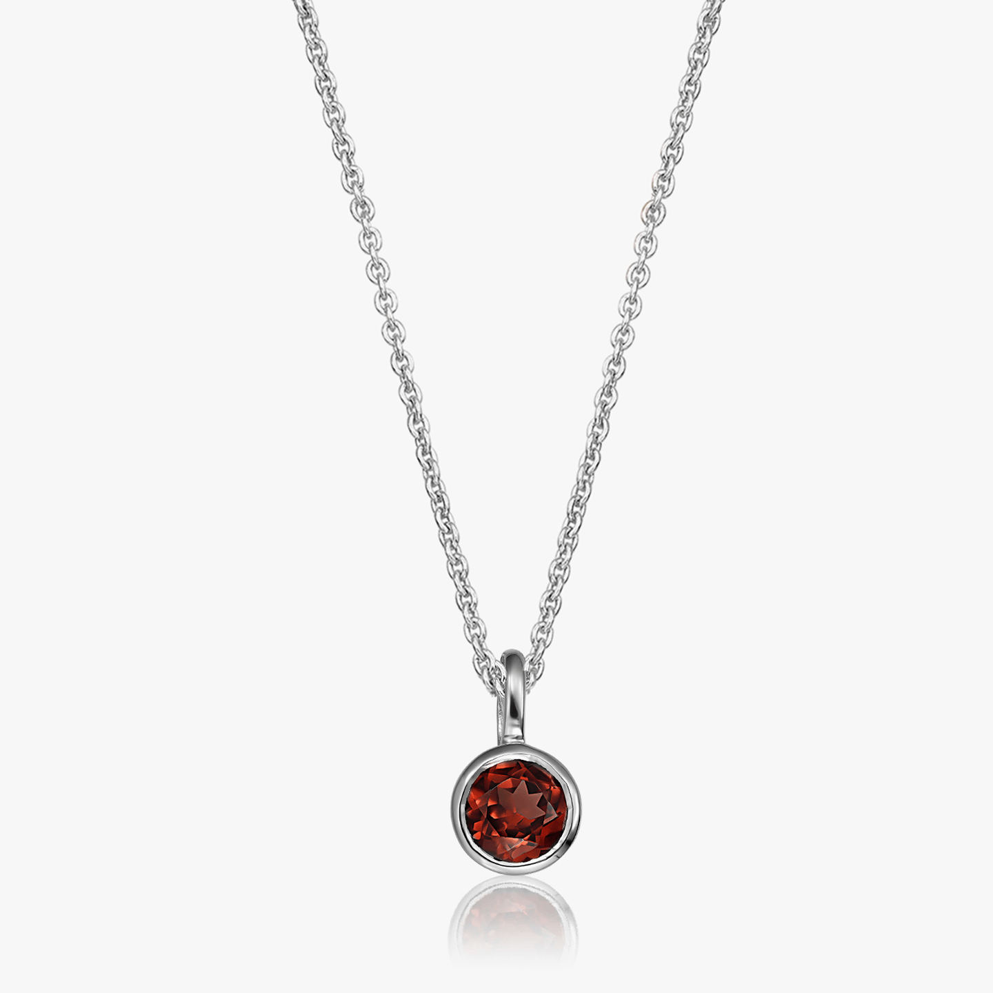 Silver Birthstone Necklace January - Garnet - Indira