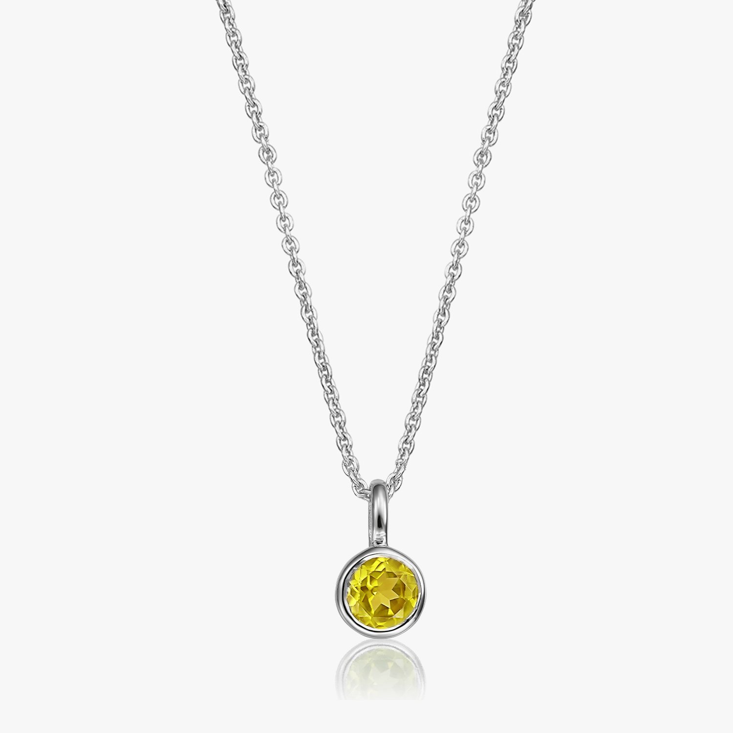 Indira Birthstone November Silver Necklace - Citrine