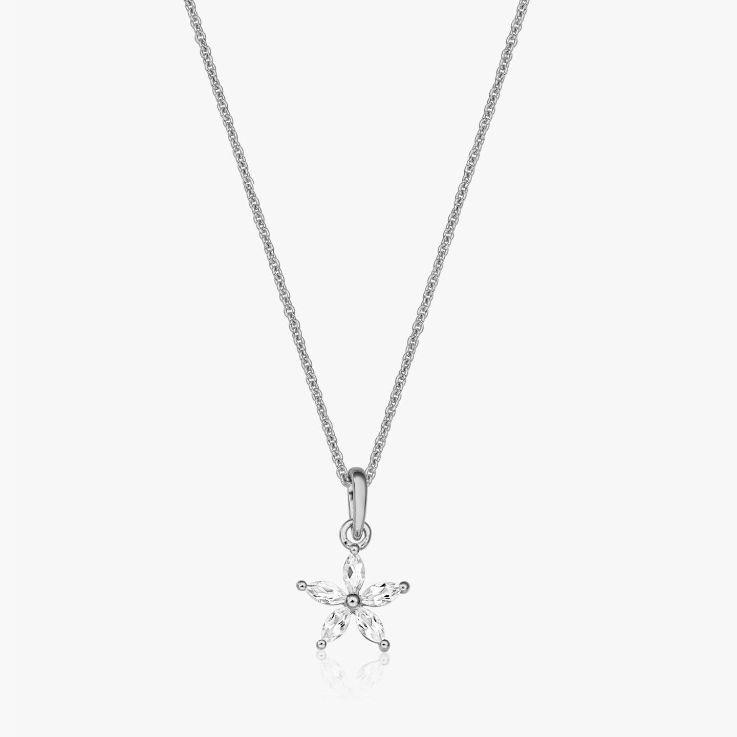 Blossom Silver Necklace - White Topaz - Indira