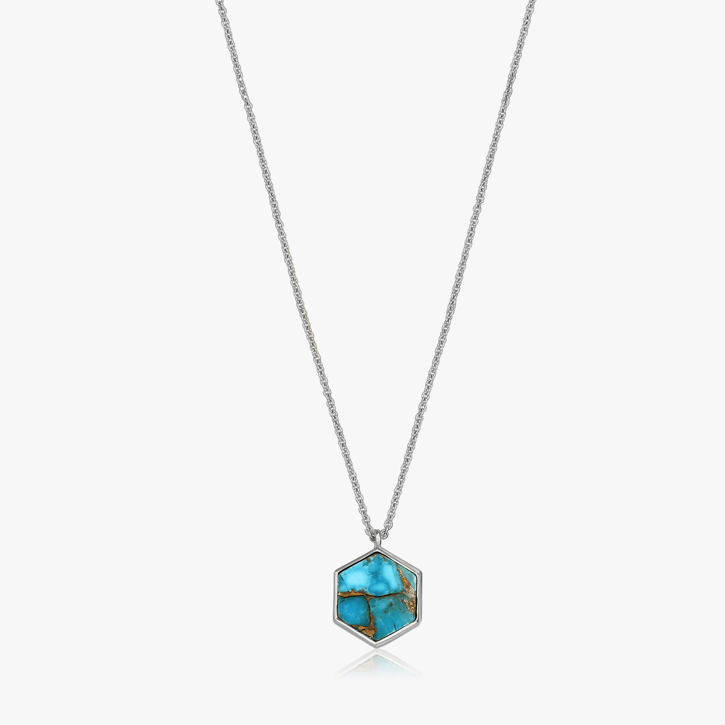 Charlotte Silver Necklace - Turquoise Blue Copper - Indira