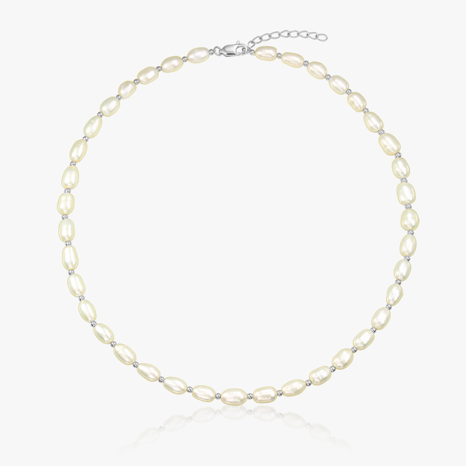 Chérie Silver Necklace - Natural Pearls - Indira