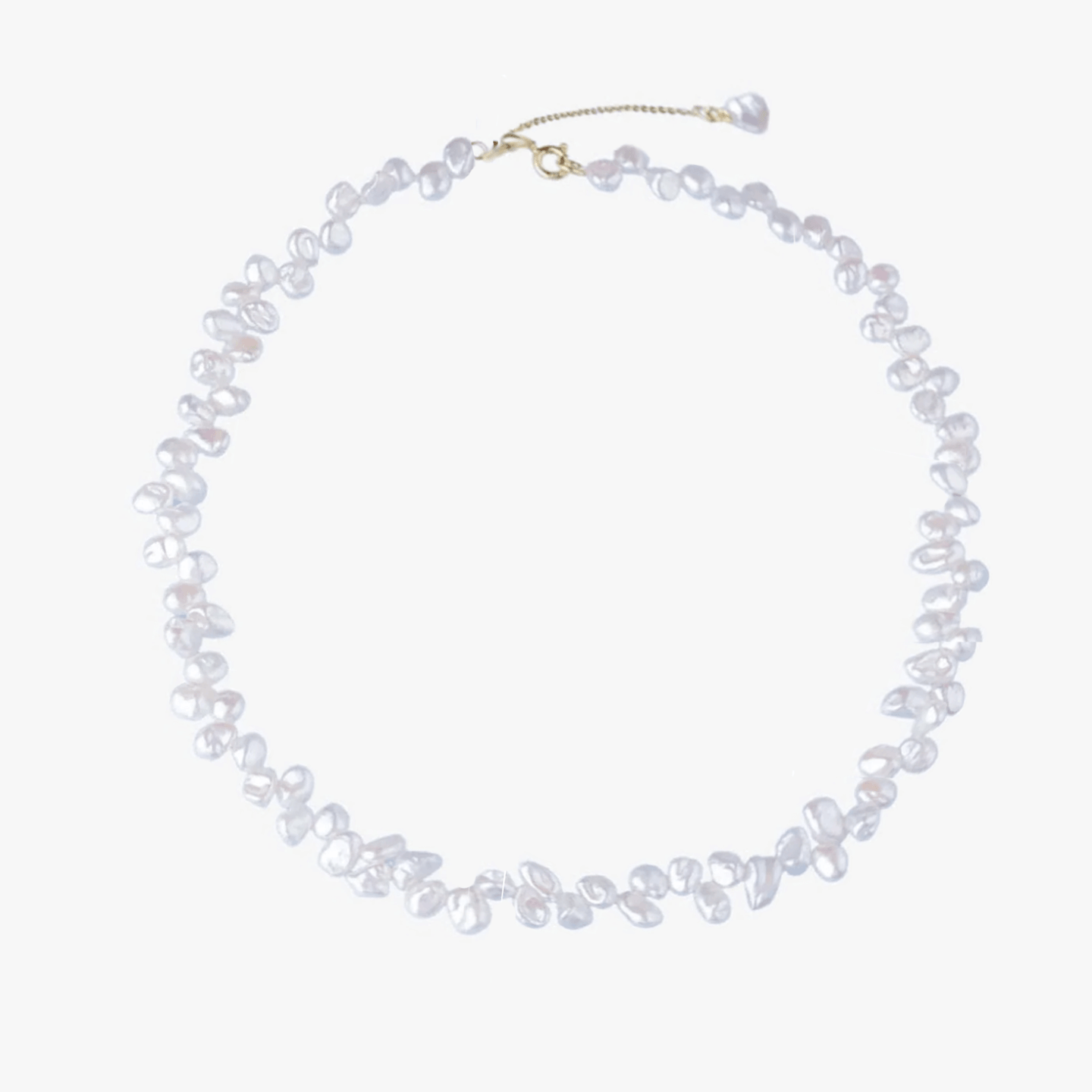 Golden Brielle Silver Necklace - Natural Pearls - Indira