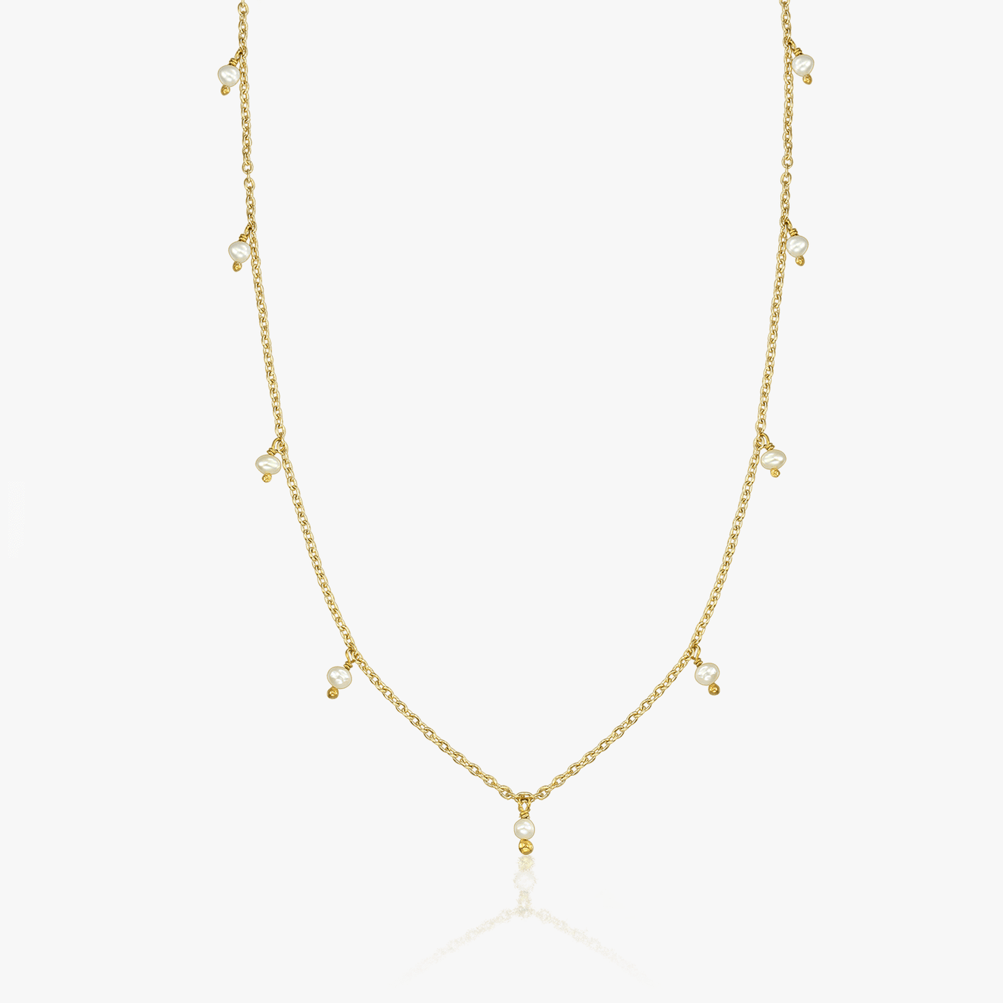 Golden Margot Silver Necklace - Natural Pearls - Indira
