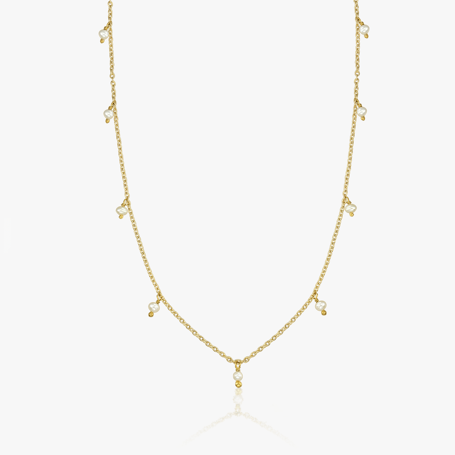 Golden Margot Silver Necklace - Natural Pearls - Indira