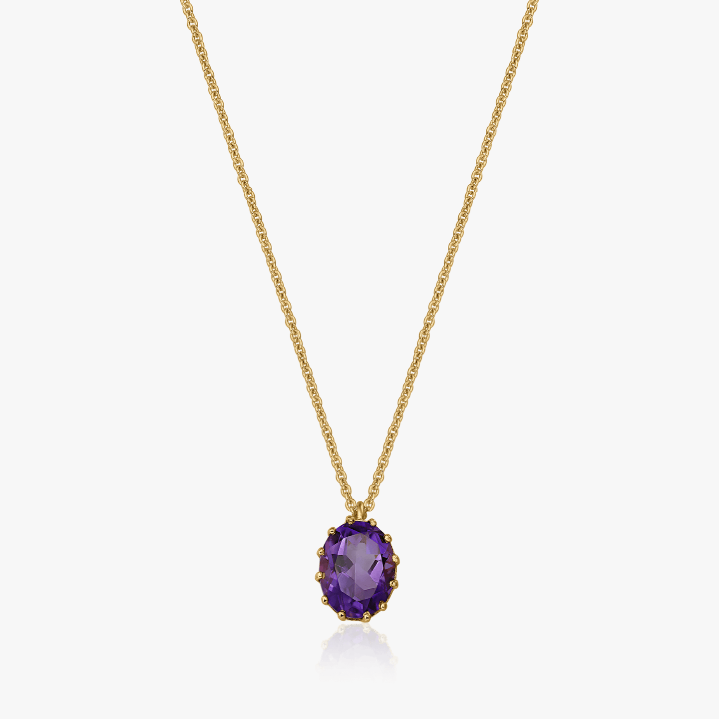 Golden Serene Silver Necklace - Amethyst - Indira