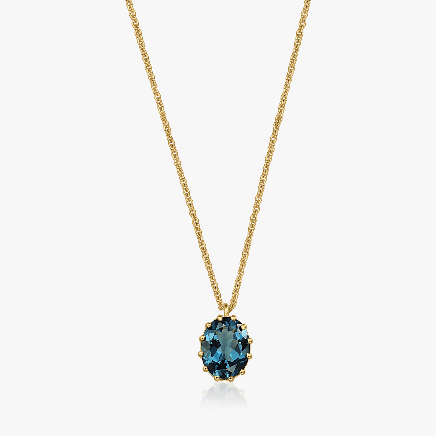 Golden Serene Silver Necklace - London Blue Topaz - Indira
