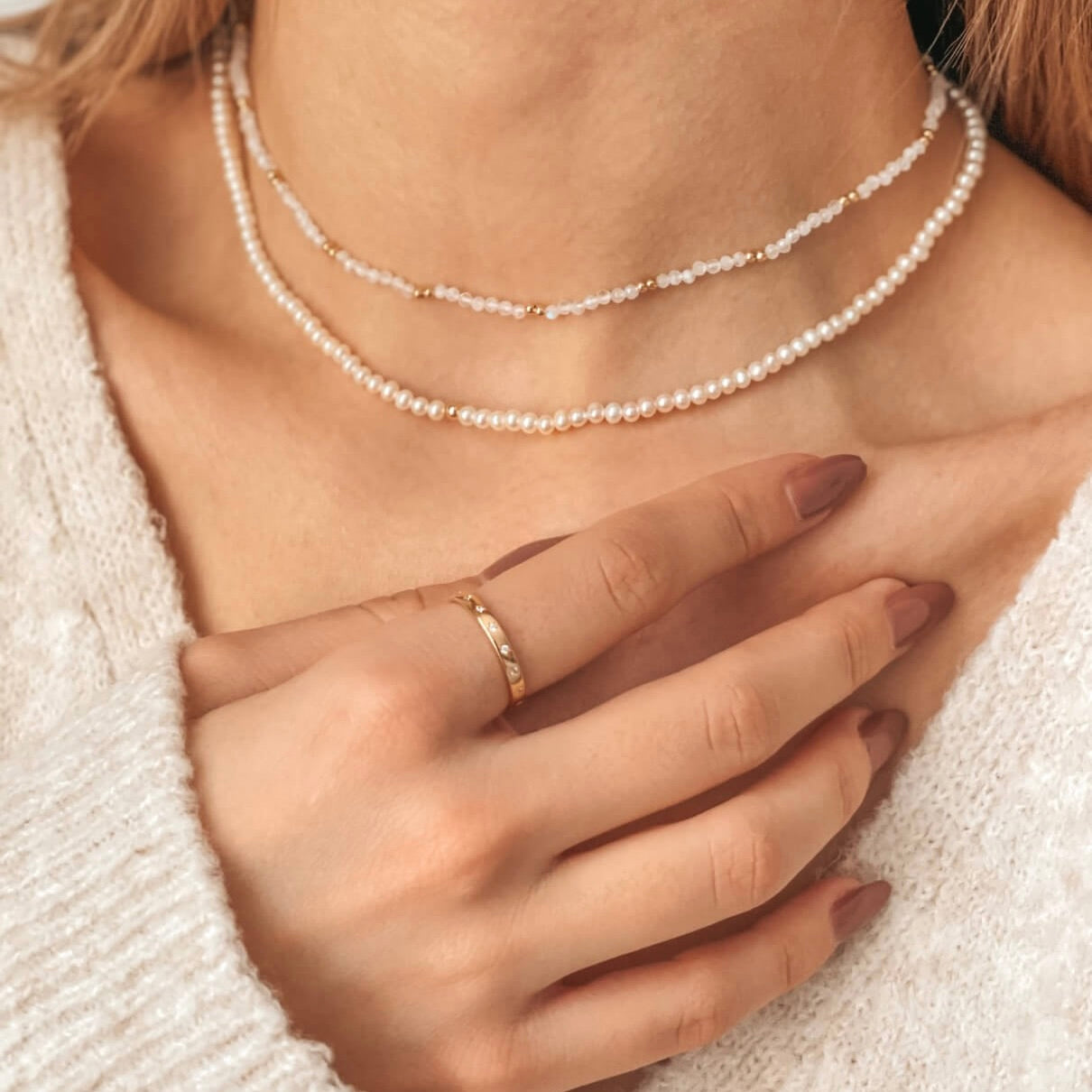 Golden SummerScape Silver Necklace – Moonstone - Indira