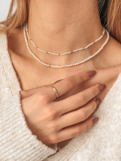 Colier din aur Glamour - Perle Naturale - Indira