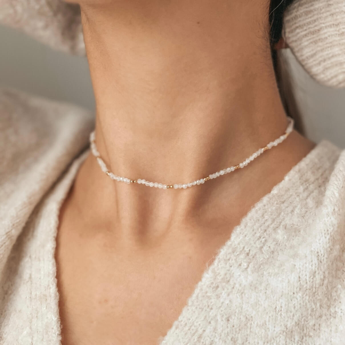 Golden SummerScape Silver Necklace – Moonstone - Indira