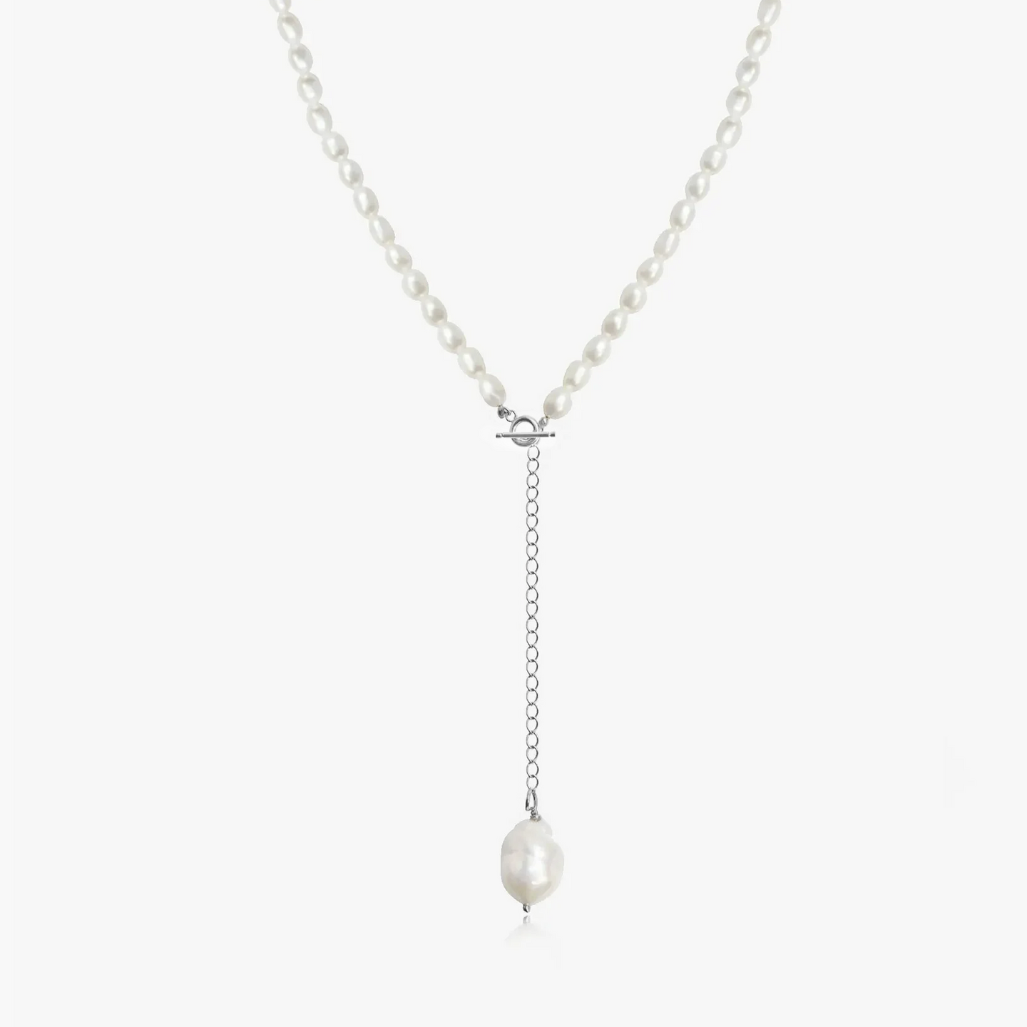 Jacqueline Silver Necklace - Natural Pearl - Indira