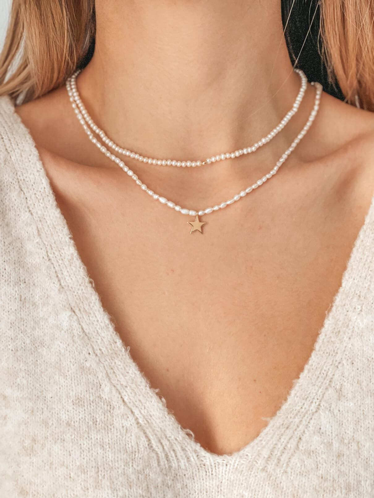 Tiana Golden Silver Necklace - Natural Pearls - Indira