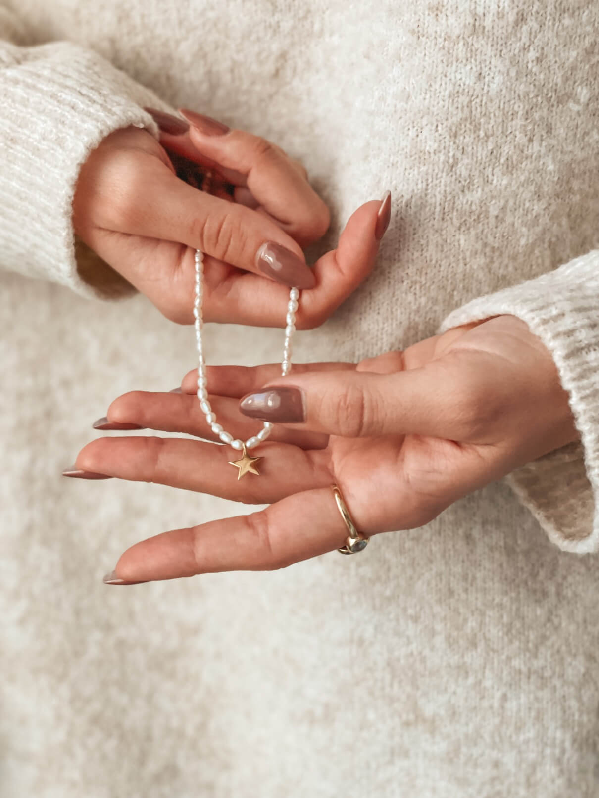 Tiana Golden Silver Necklace - Natural Pearls - Indira