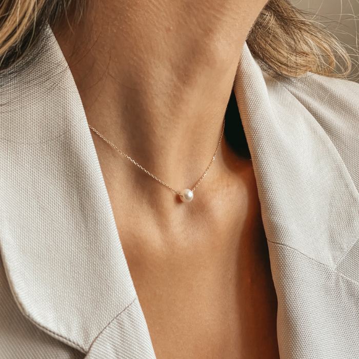 Golden Ruth Silver Necklace - Natural Pearls - Indira