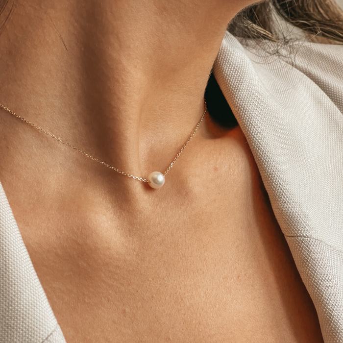 Golden Ruth Silver Necklace - Natural Pearls - Indira