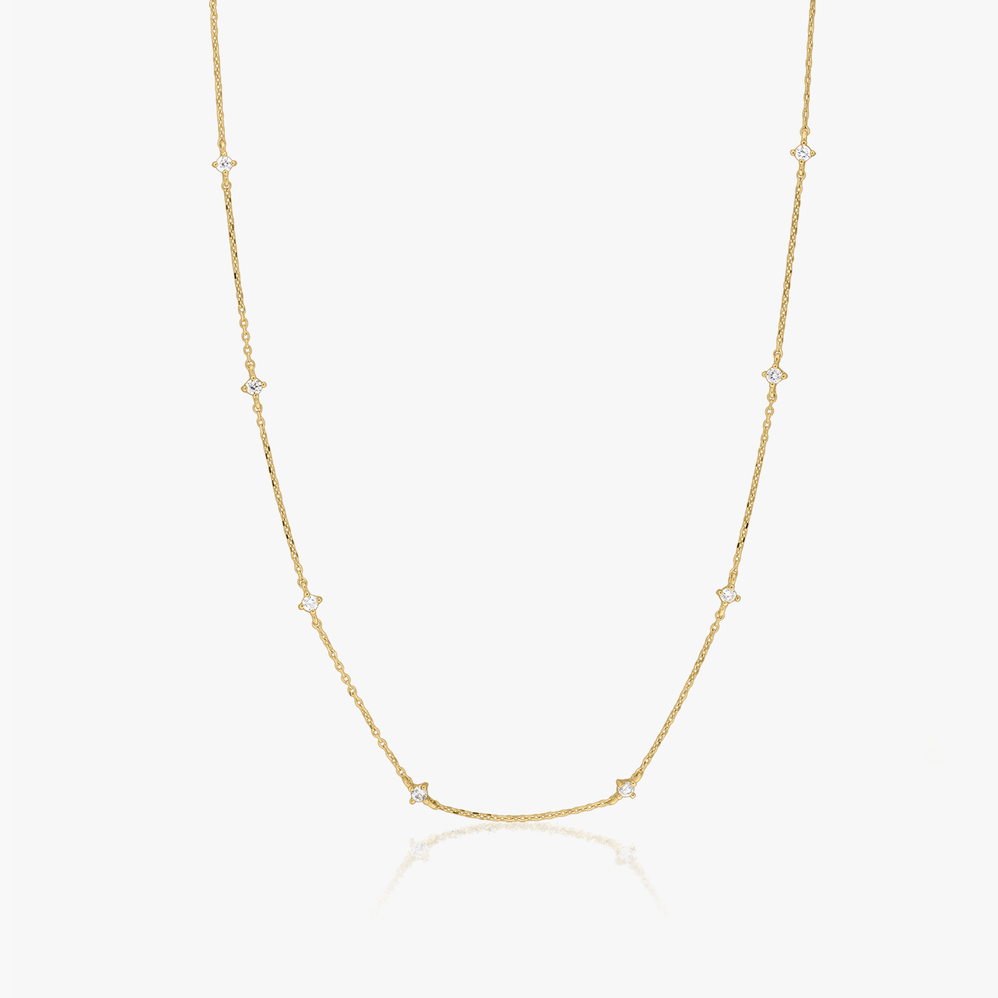 Starburst Gold Necklace - Cubic Zirconia - Indira