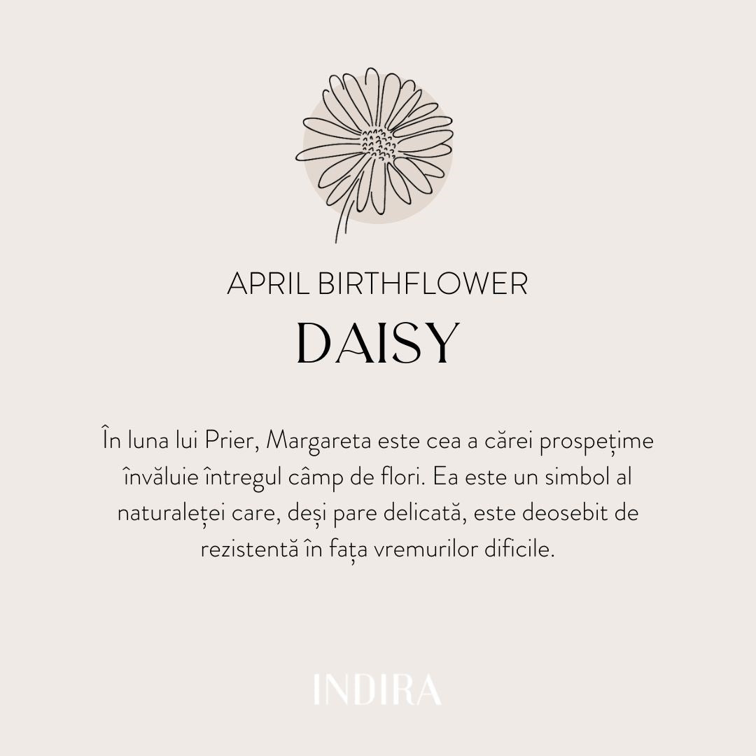 Birth Flower Silver Ring - April Daisy - Indira