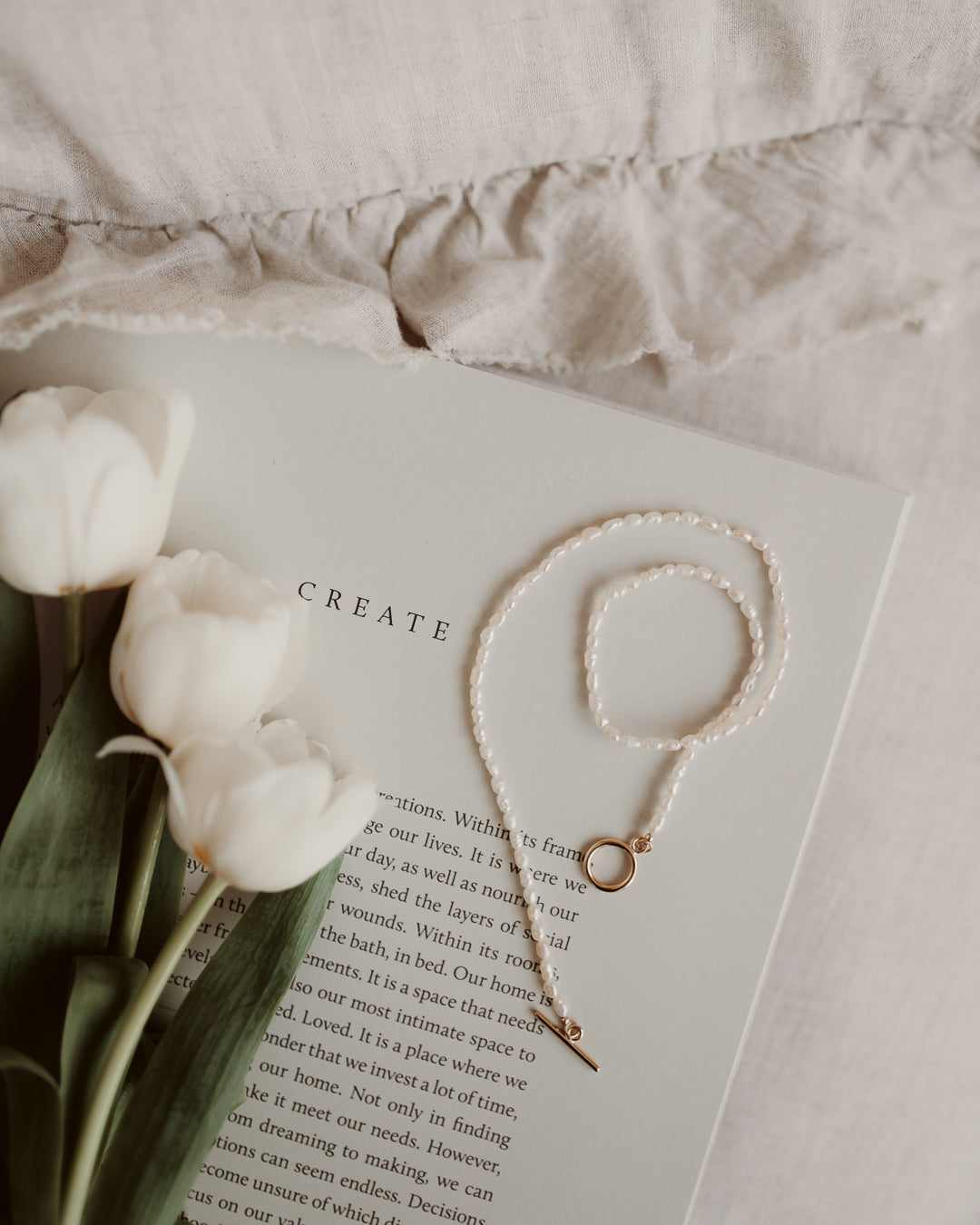 Locked Gold Necklace - Natural Pearls - Indira