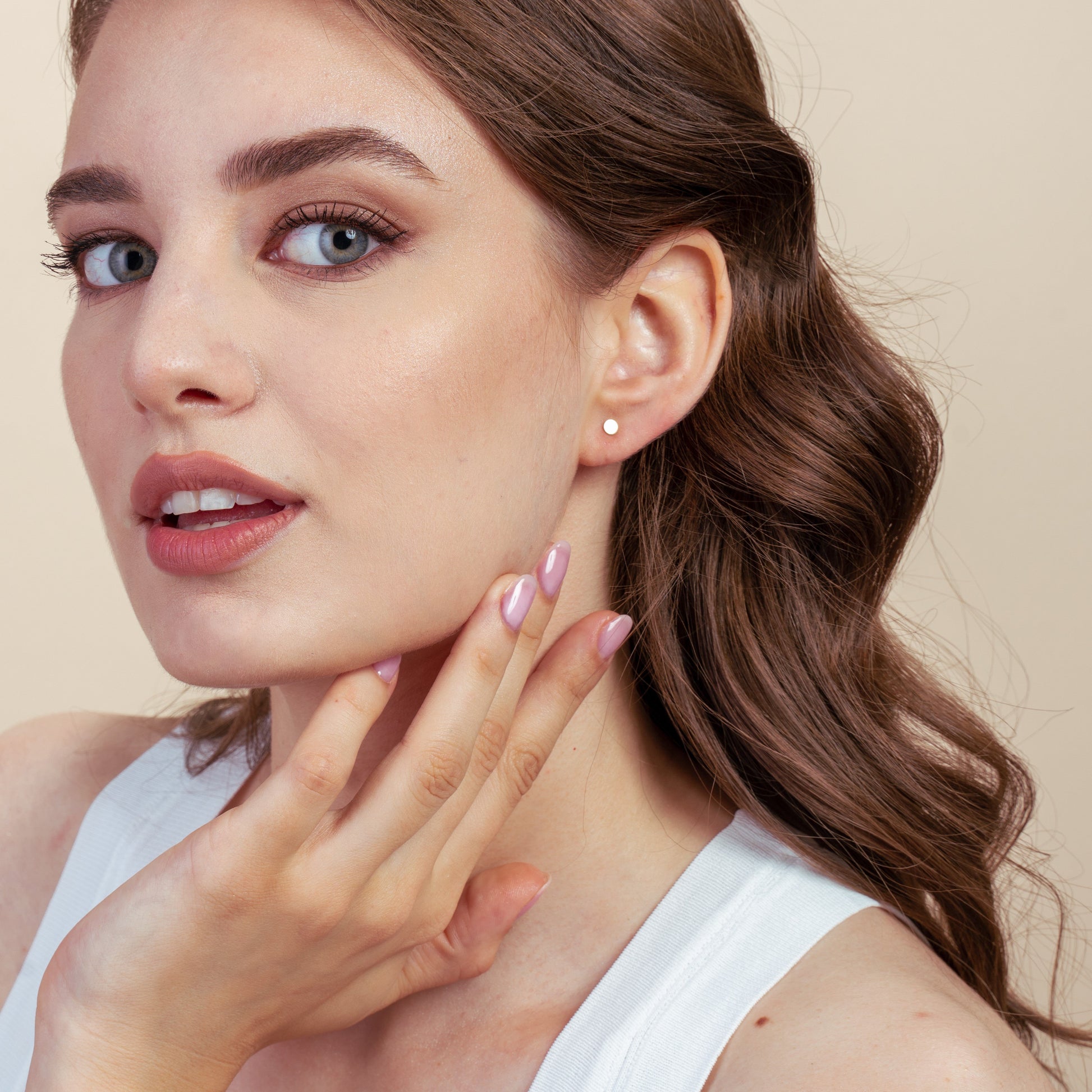 Gold Button Gold Earrings - Indira