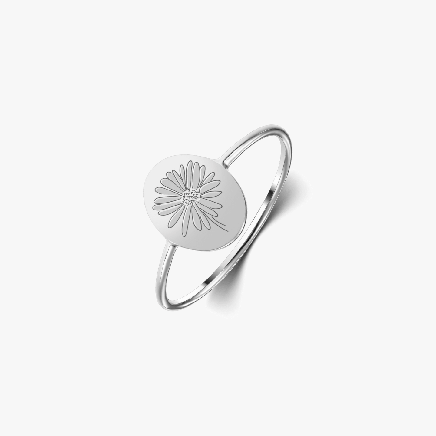 Silver Birth Flower Ring - April Daisy - Indira
