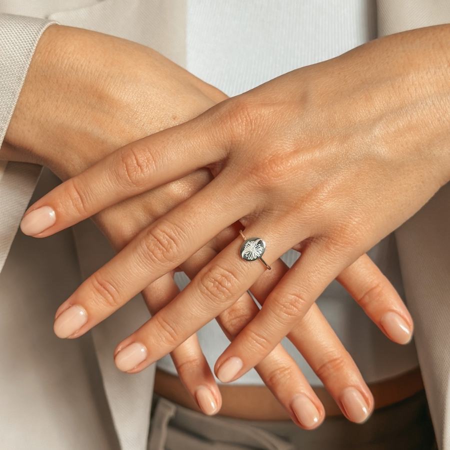 Silver Birth Flower Ring - April Daisy - Indira