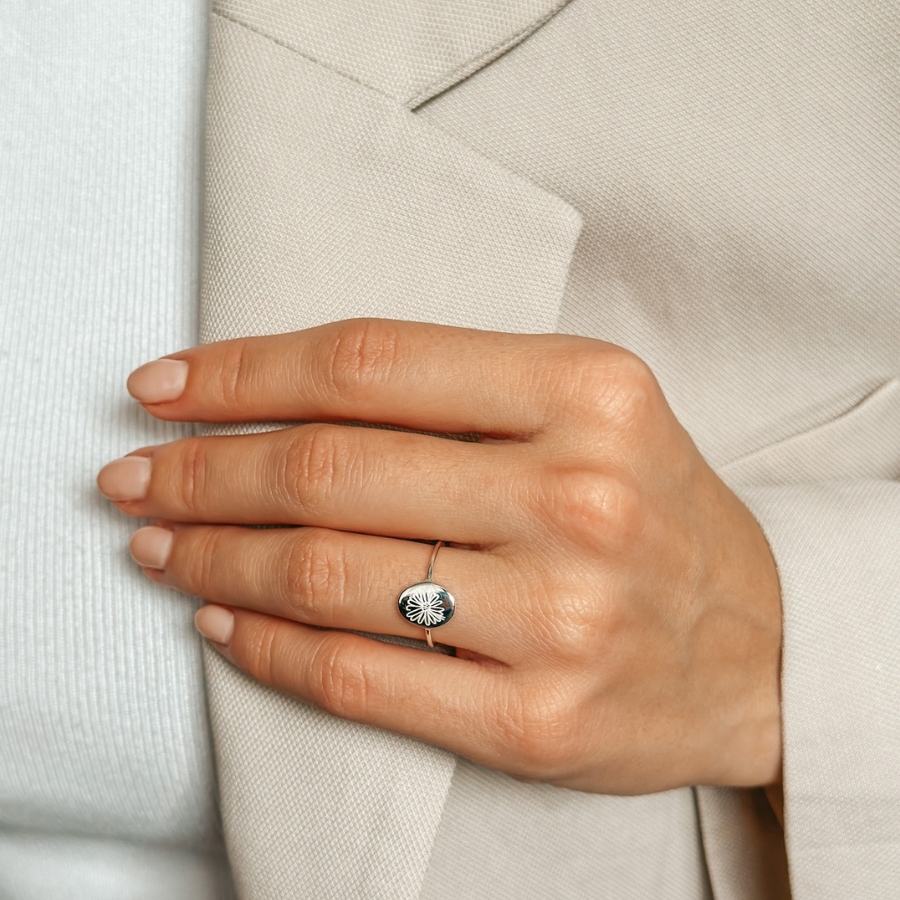 Silver Birth Flower Ring - April Daisy - Indira