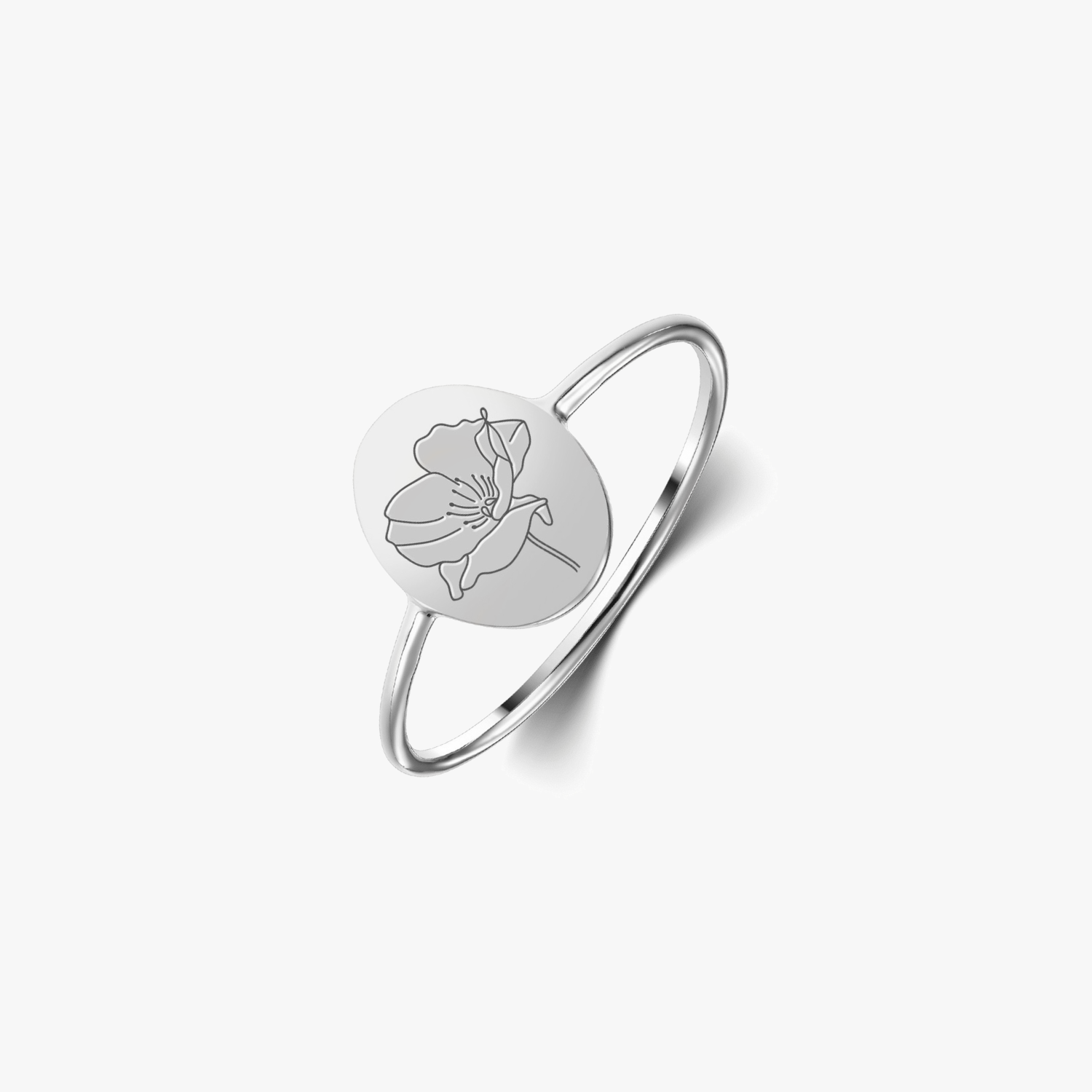 Silver Birth Flower Ring - August Poppy - Indira