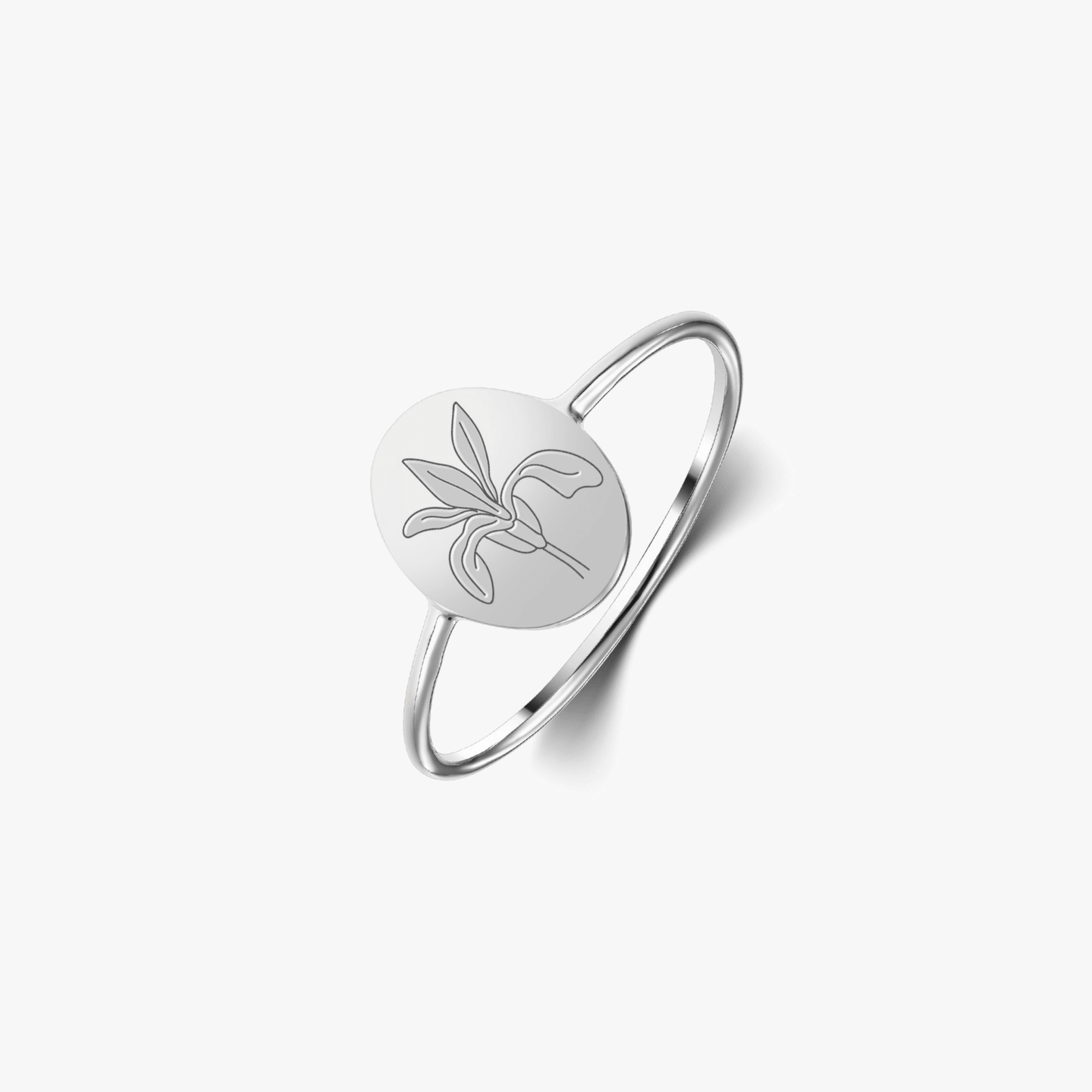 Silver Birth Flower Ring - February Iris - Indira