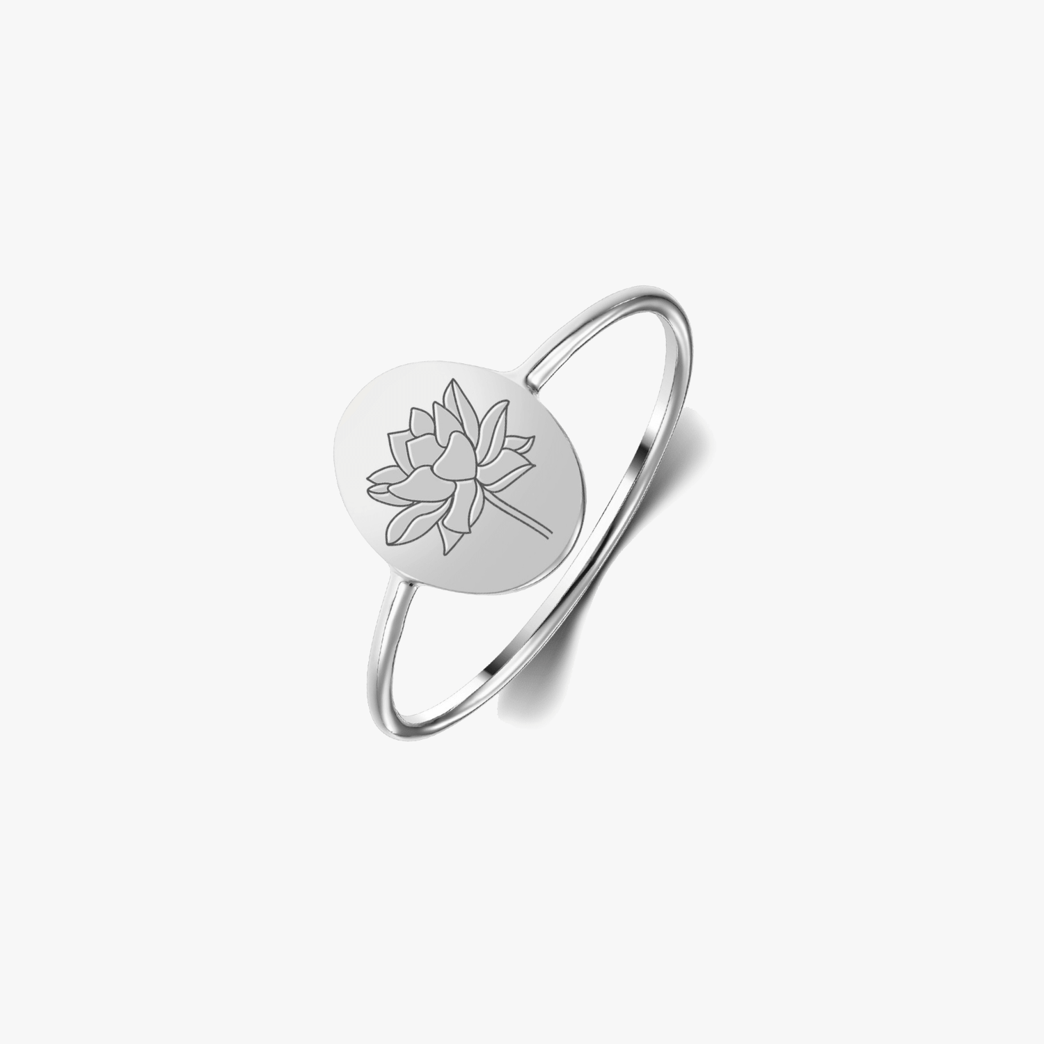 Silver Ring Birth Flower - July Lotus - Indira