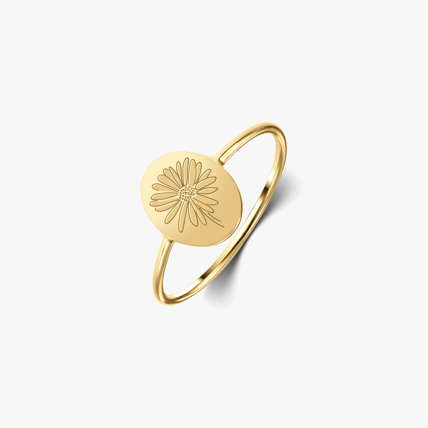 Birth Flower Golden Silver Ring - April Daisy - Indira
