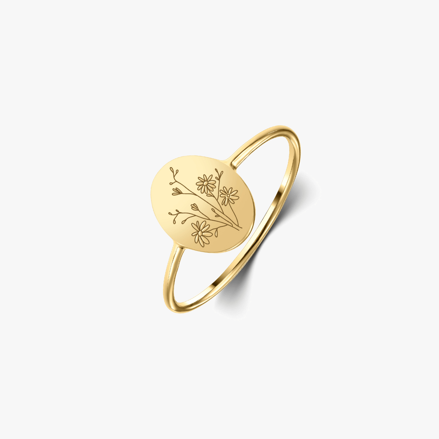 Birth Flower Golden Silver Ring - September Aster - Indira