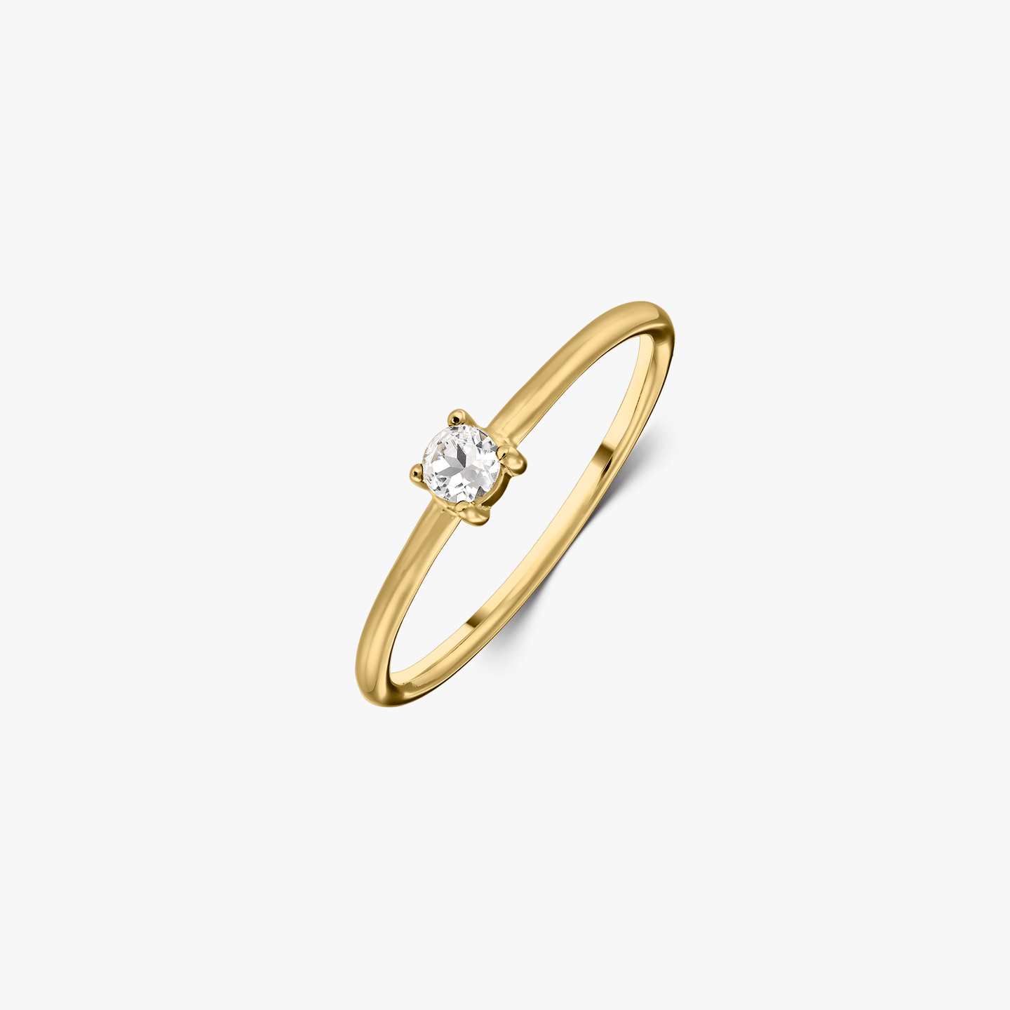 Silver Ring Birthstone Golden April - White Topaz - Indira