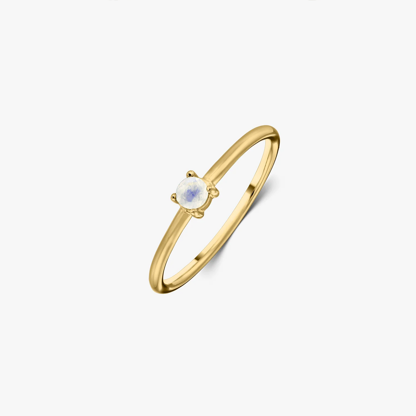 Silver Birthstone Ring Golden June - Moonstone - Indira