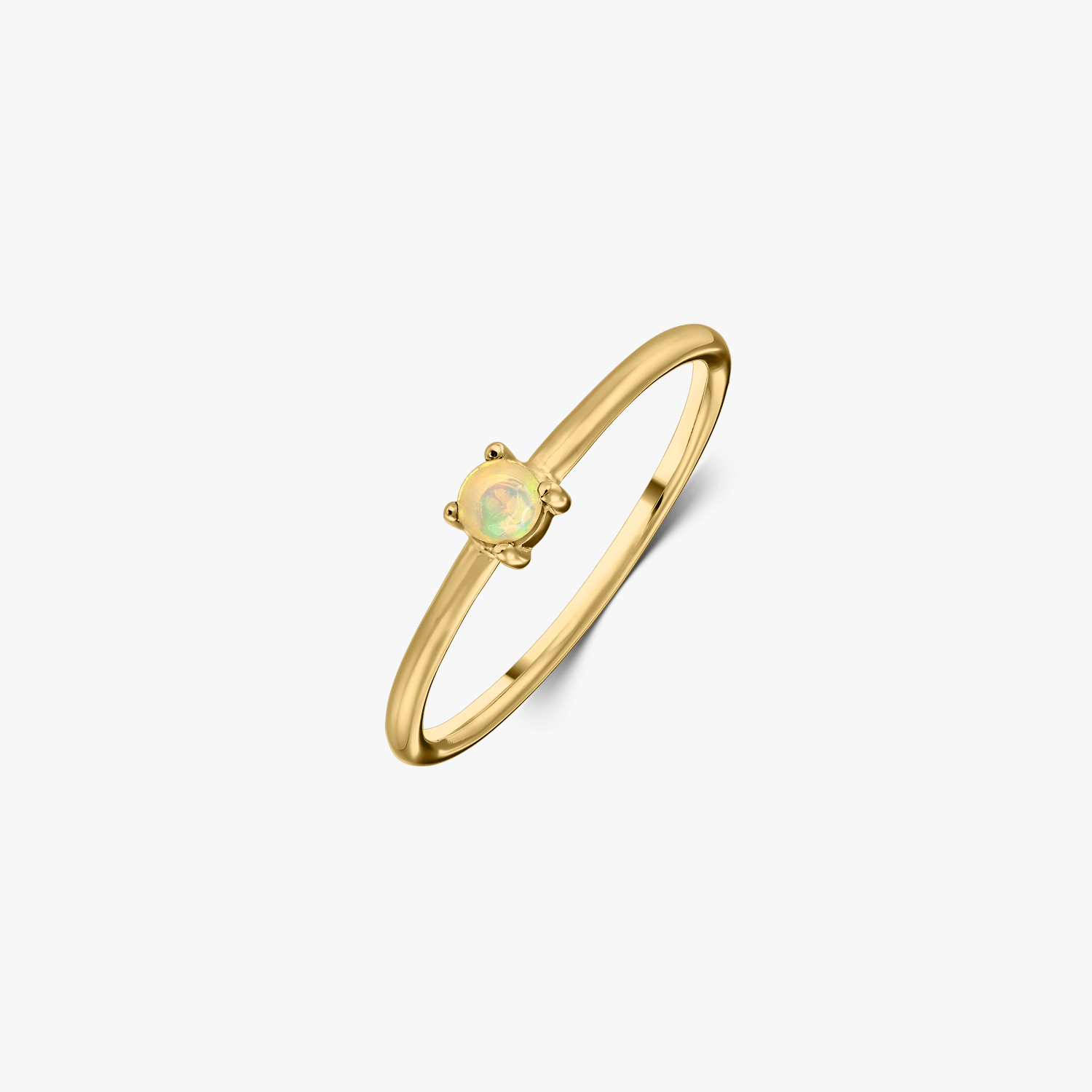 Indira Silver Birthstone Ring Gold October - Opal