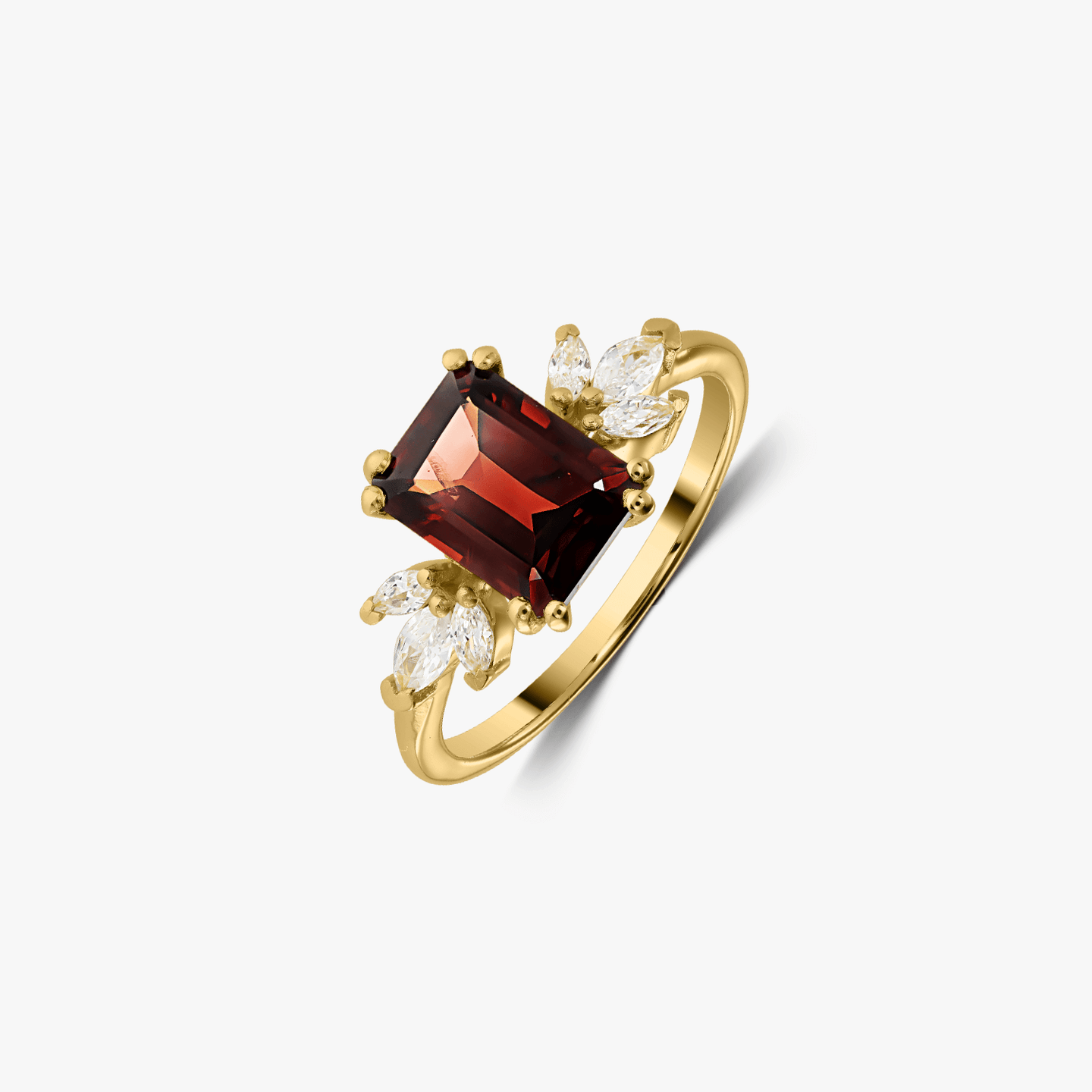 Golden Faerie Silver Ring - Garnet - Indira