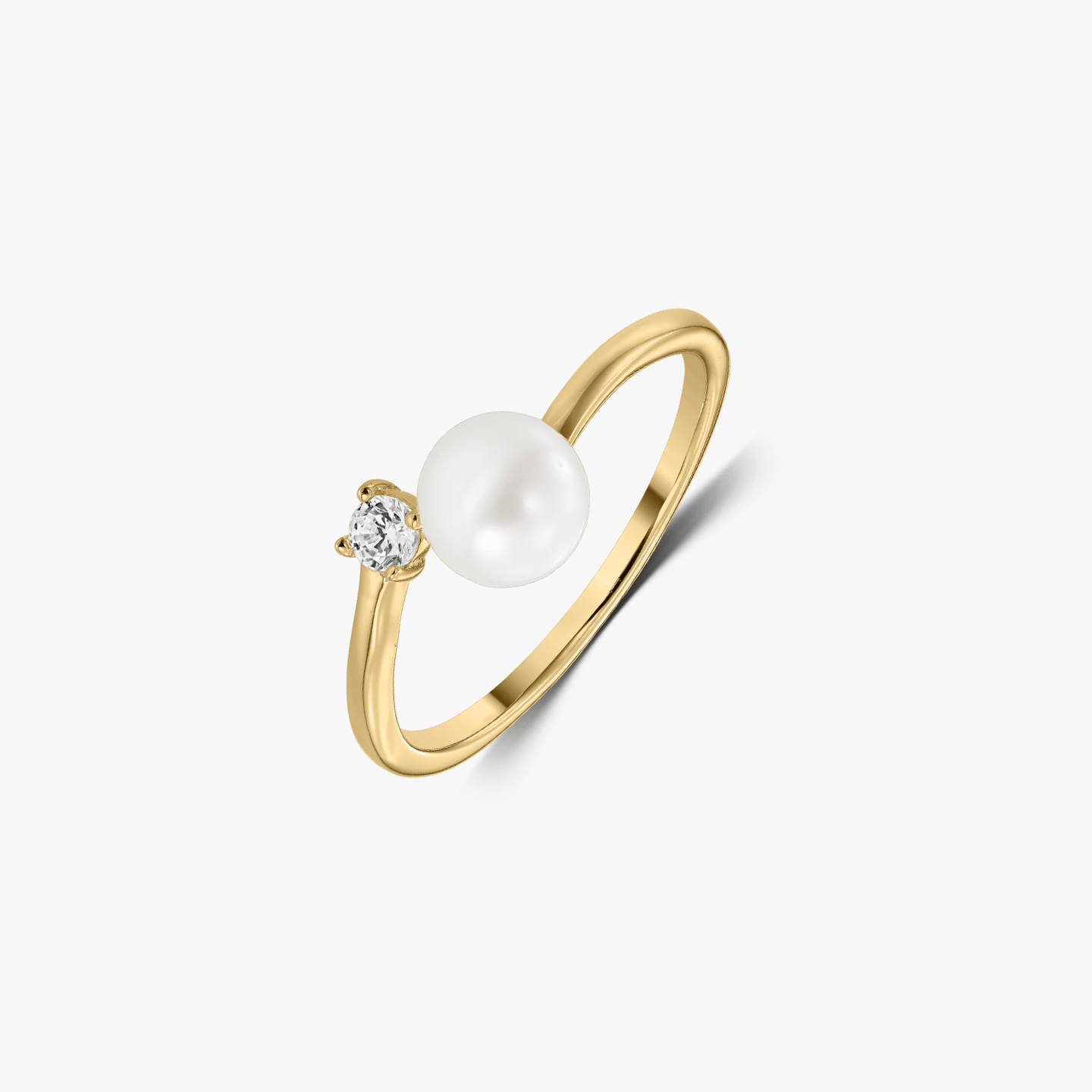 Golden Mary Silver Ring - Natural Pearls - Indira