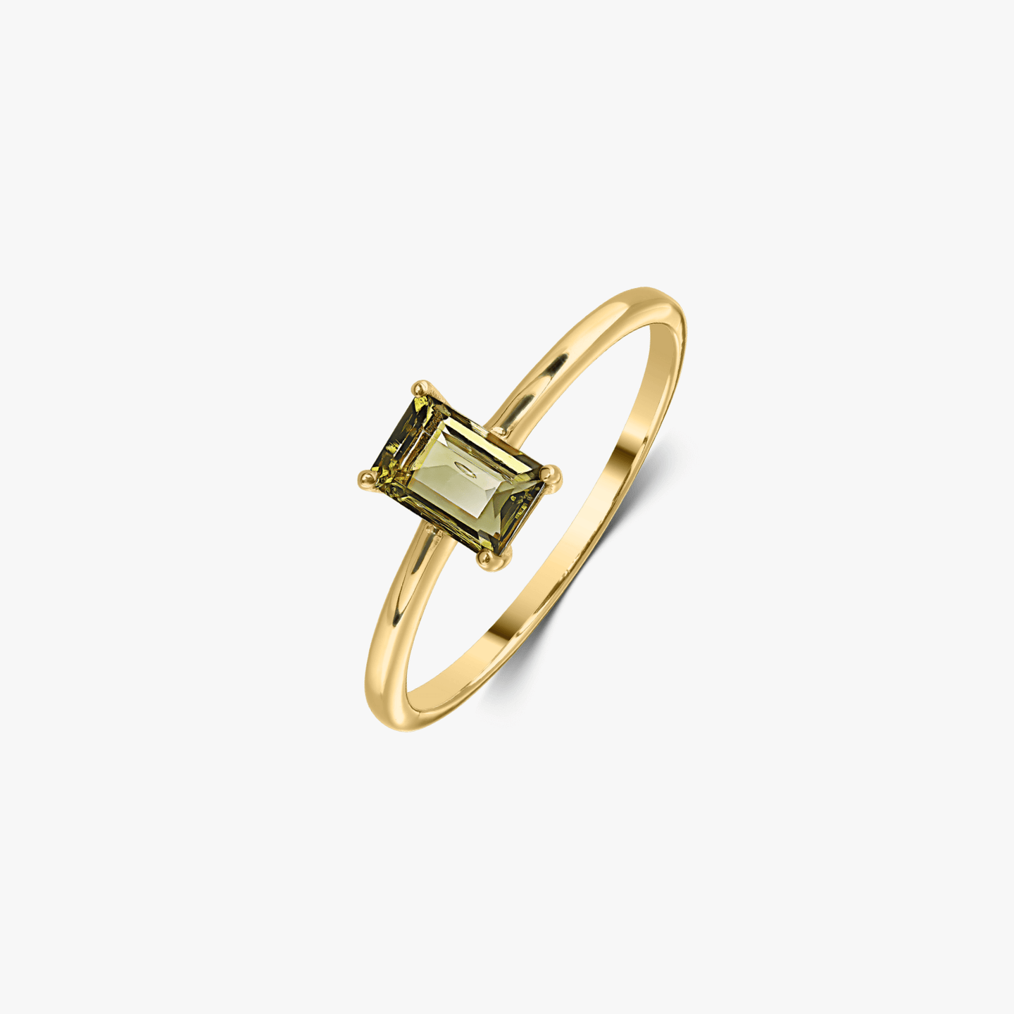 Golden Tessa Silver Ring - Moldavit - Indira