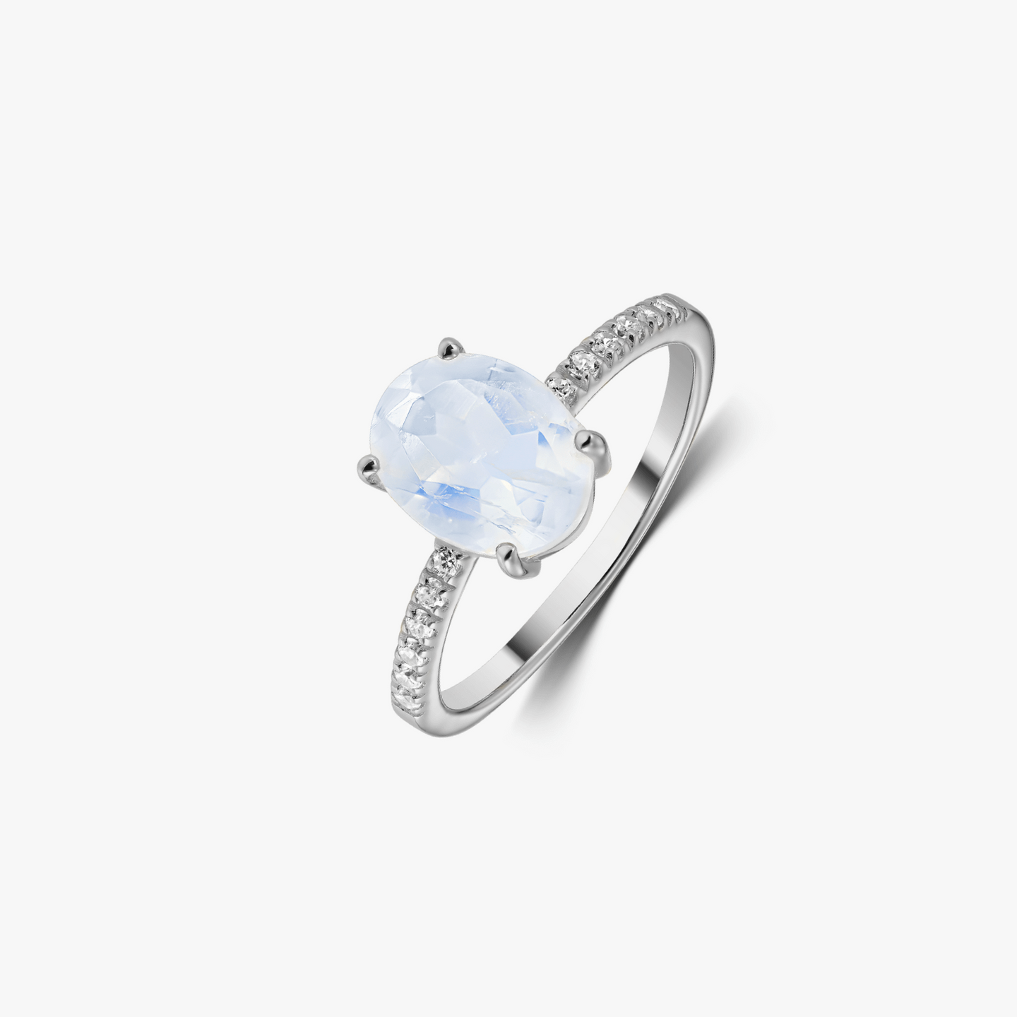 Reina White Gold Ring - Moonstone & Diamonds - Indira