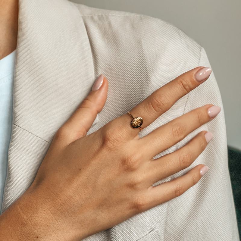Birth Flower Golden Silver Ring - May Lily - Indira