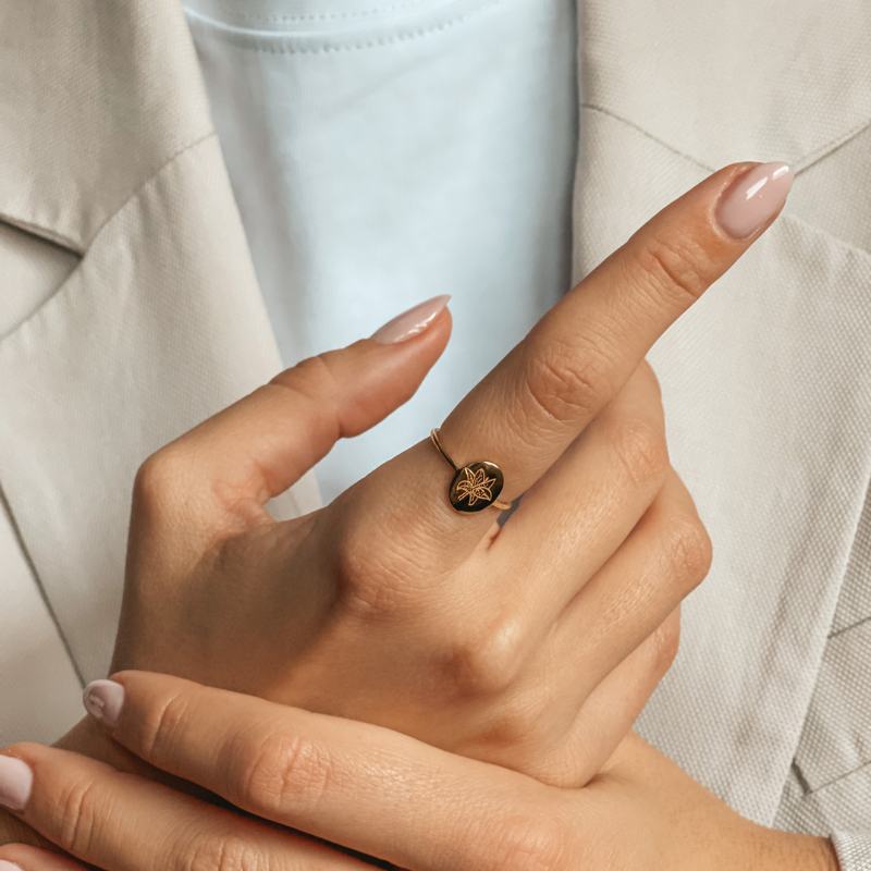 Silver Birth Flower Ring Golden - May Lilly - Indira