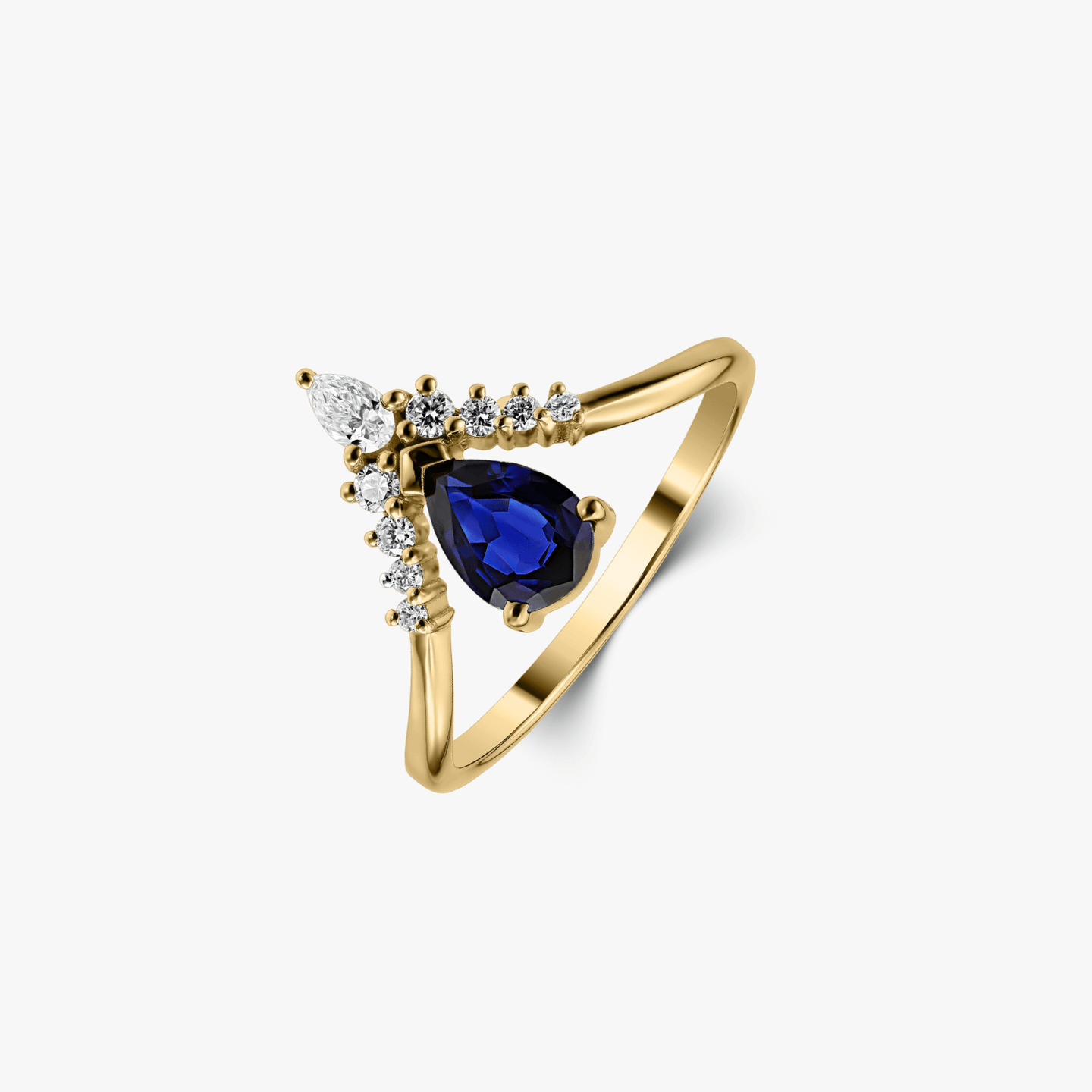 Love Story Gold Ring - Sapphire & Diamonds - Indira
