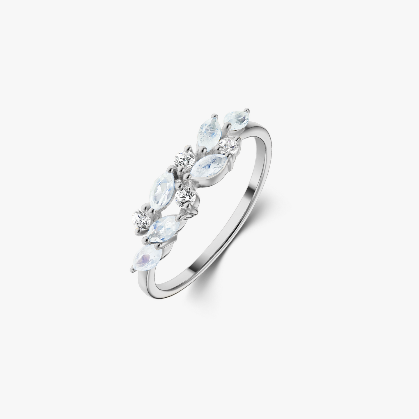 White Verdure Gold Ring - Moonstone - Indira