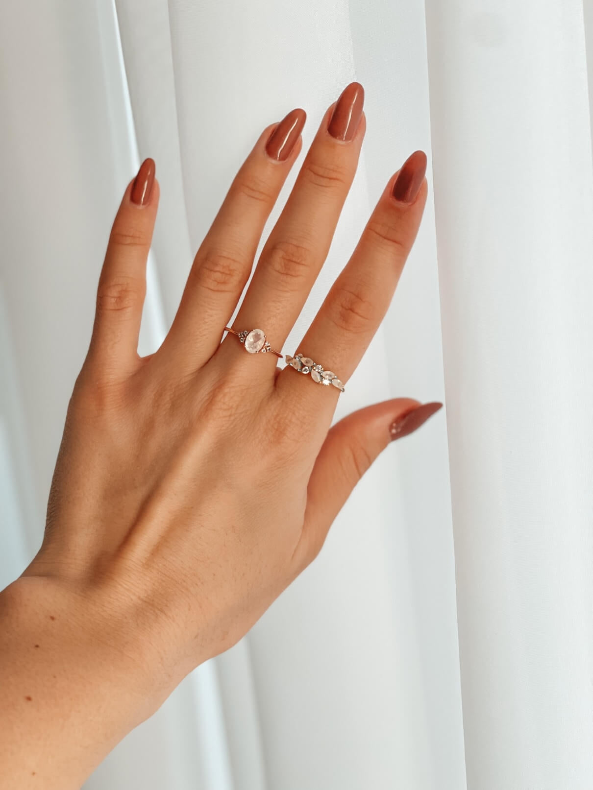 White Verdure Gold Ring - Moonstone - Indira